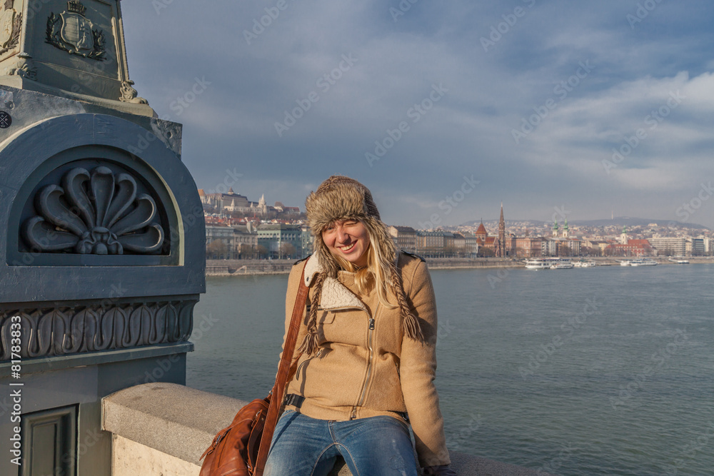 Girl on the Bridge Szechenyi, Budapest, Hungary