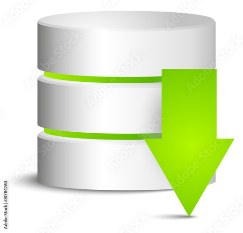 Cylinder with green download arrow