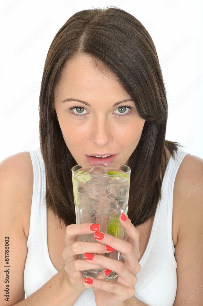 Healthy Young Woman Holding a Glass of Iced Water Healthy Young Woman Holding a Glass of Iced Water