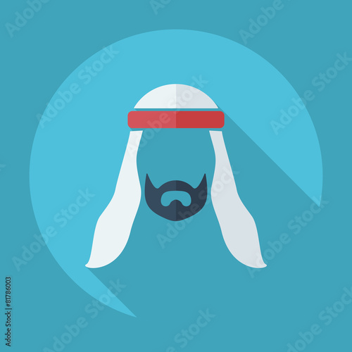 Flat modern design with shadow Eastern man, Arab