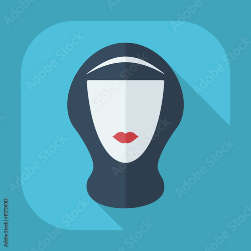 Flat modern design with shadow eastern woman in niqab