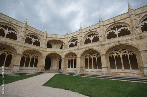 Jerónimos Monastery, interior court view, Lisbon, Portugal