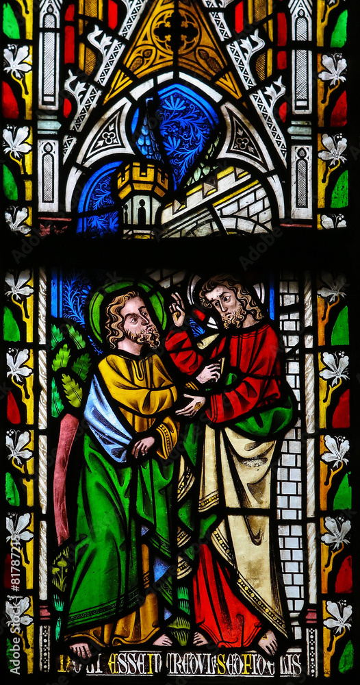 Jesus to Thomas: Stop doubting, but believe - Stained Glass