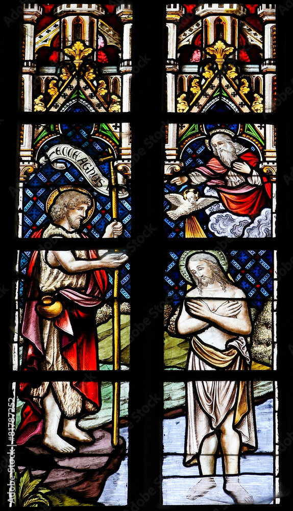 Baptism of Jesus by Saint John - Stained Glass Baptism of Jesus by Saint John - Stained Glass