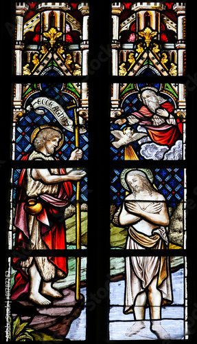 Baptism of Jesus by Saint John - Stained Glass photo