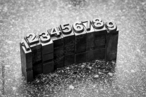 Obraz na plátně vintage letterpress alphabet and number background