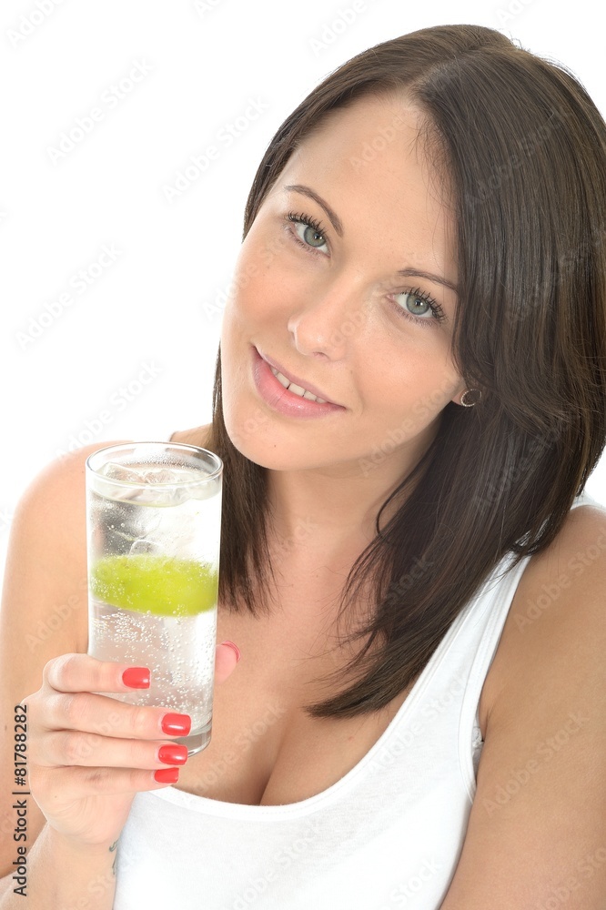 Healthy Young Woman Holding a Glass of Iced Water Healthy Young Woman Holding a Glass of Iced Water