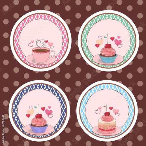 etiqueta, adesivo, selo bolo, cupcake, chá 01