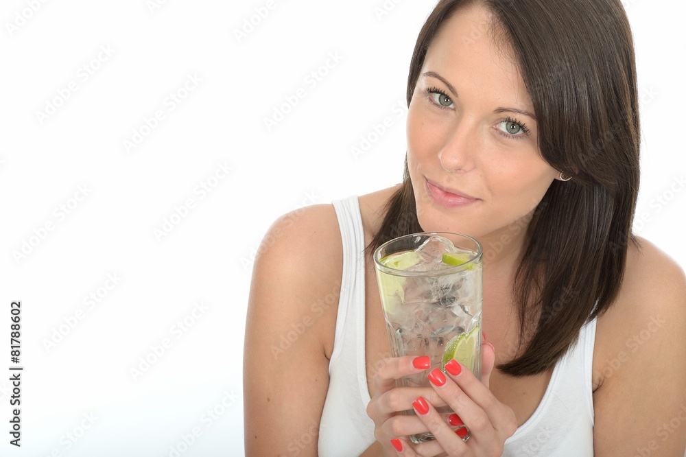 Healthy Young Woman Holding a Glass of Iced Water Healthy Young Woman Holding a Glass of Iced Water