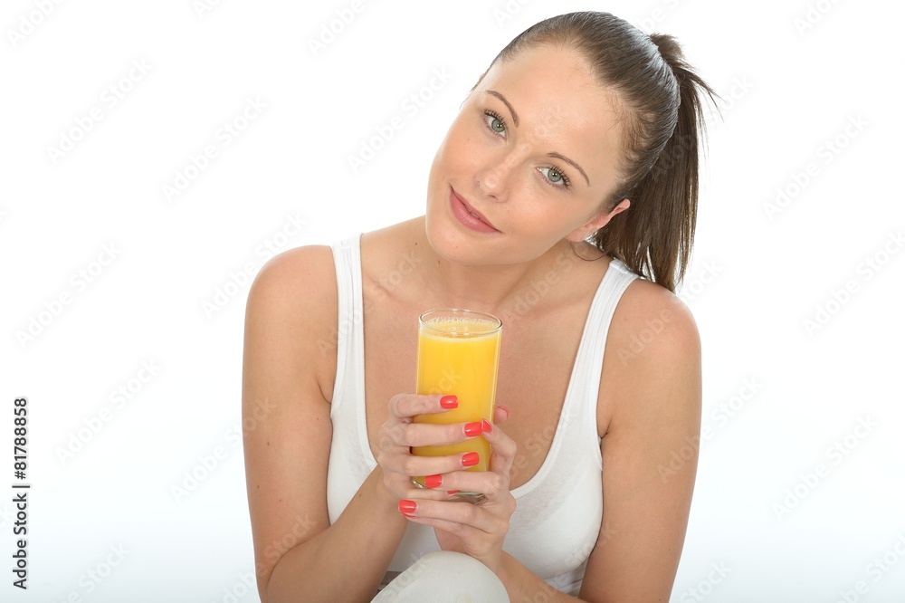 Healthy Happy Young Woman Holding a Glass Of Fresh Orange Juice Healthy Happy Young Woman Holding a Glass Of Fresh Orange Juice