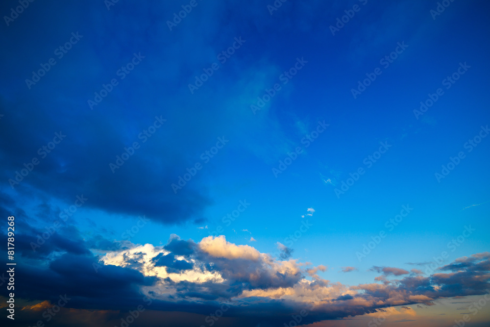 Clouds in the sky against a background of dawn