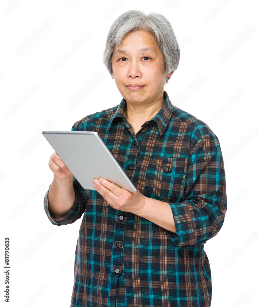 Old woman with tablet Old woman with tablet