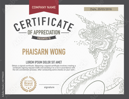 modern thai art certificate design template.