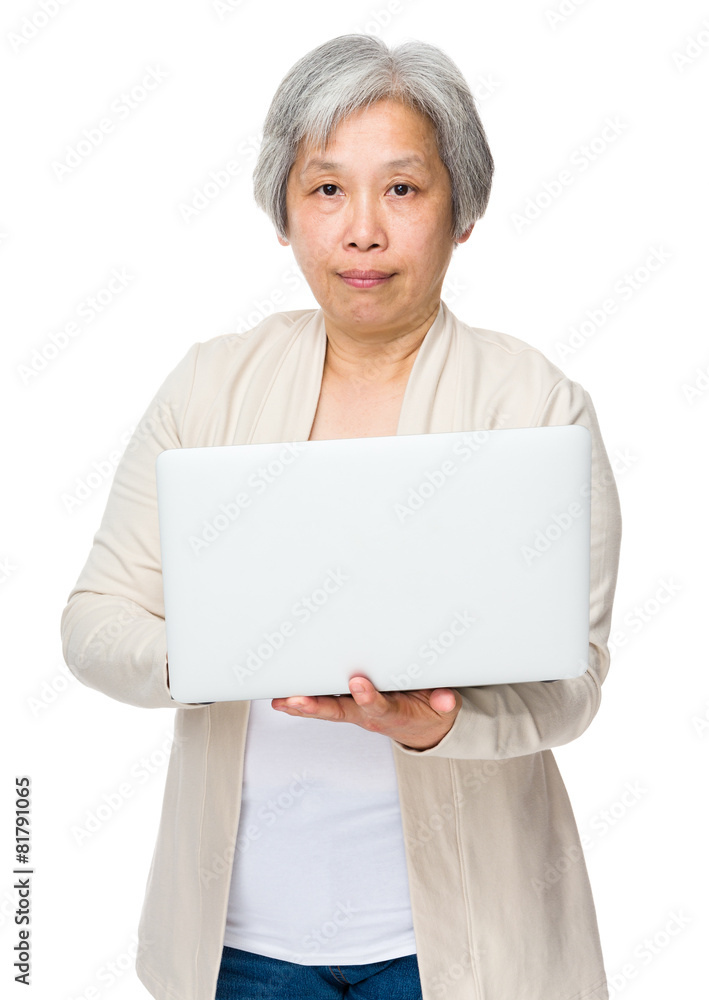 Old woman enjoys computer Old woman enjoys computer