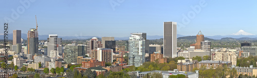 Portland city buildings panorama Oregon.