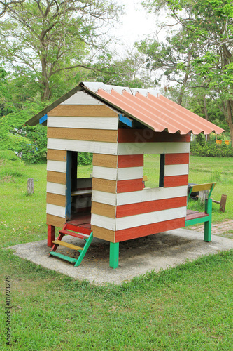 Small hut in children playground in the park