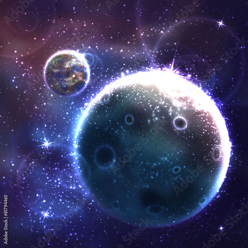 Vector space background with unknown planet