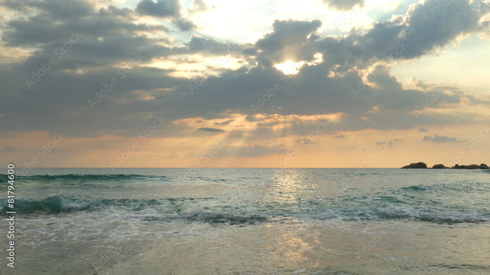 beautiful landscape with tropical sea sunset on the beach - time beautiful landscape with tropical sea sunset on the beach - time