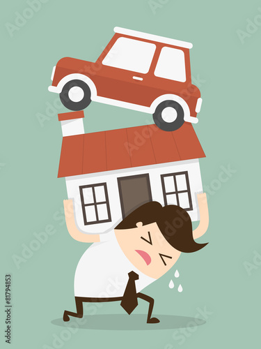 Debt. Cartoon Vector Illustration