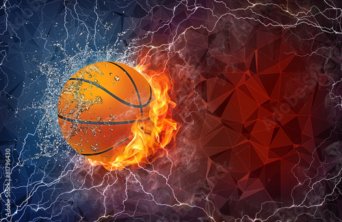 Basketball ball in fire and water