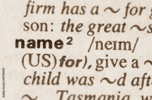 Dictionary definition of word name