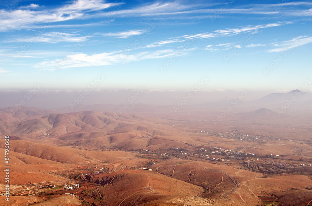 Central Fuerteventura, Canary Islands, view north from Mirador d