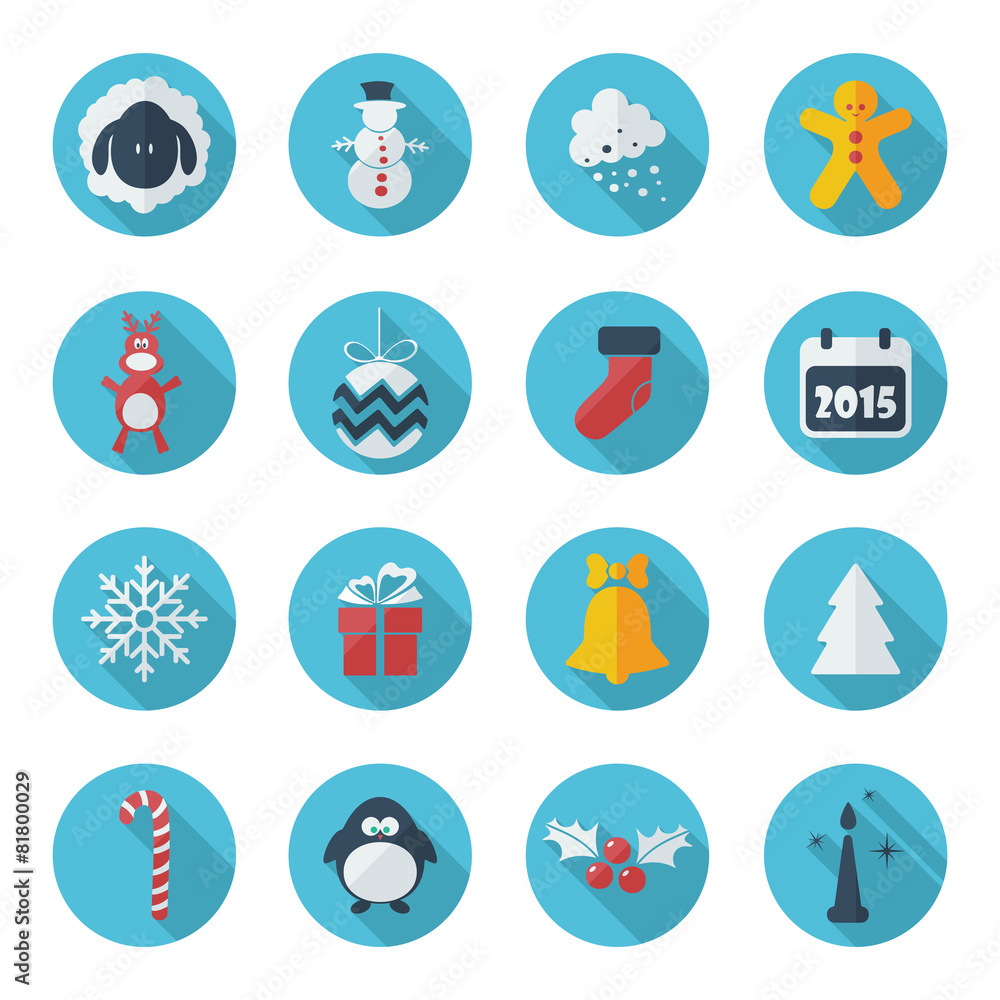 Flat concept, set modern design with shadow happy new year Flat concept, set modern design with shadow happy new year