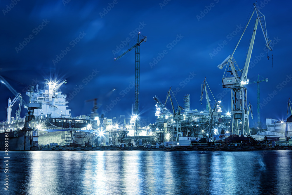 Fotografie, Obraz Shipyard at work, ship repair, freight. Industrial