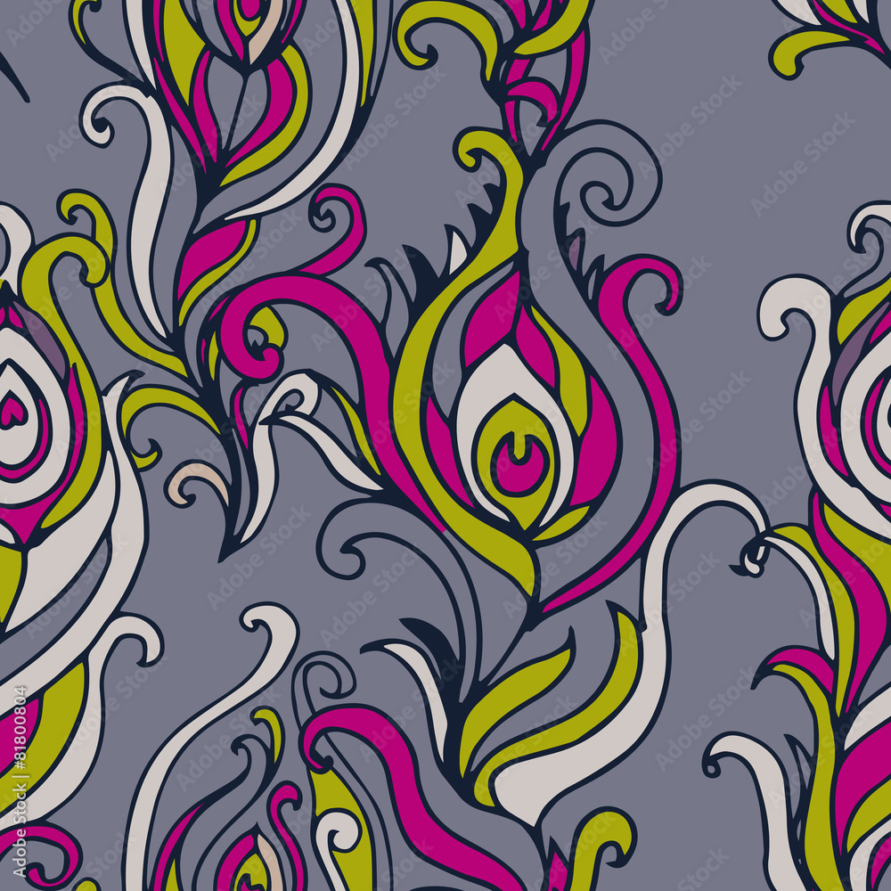 Beautiful vector seamless pattern with peacock feathers. Beautiful vector seamless pattern with peacock feathers.