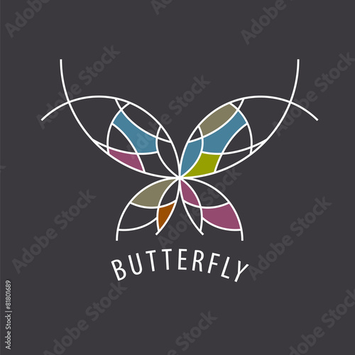 Canvas Print vector logo schematic butterfly with color inserts