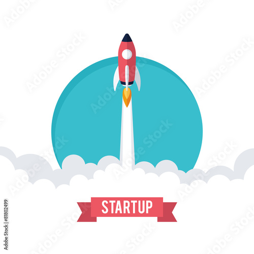 Flat designt business startup launch concept.