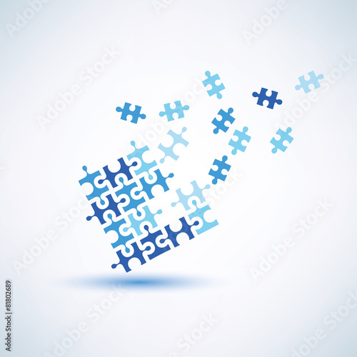 puzzle square abstract symbol, business and technology cocnept