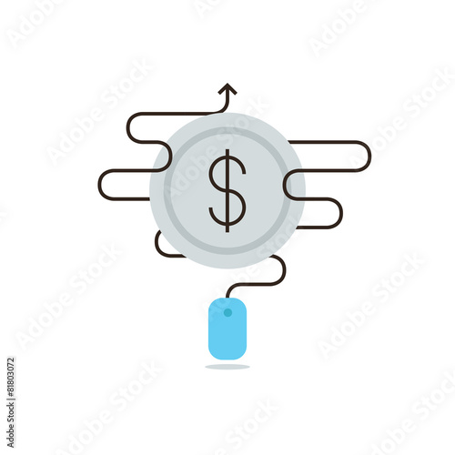 Pay per click flat line icon concept