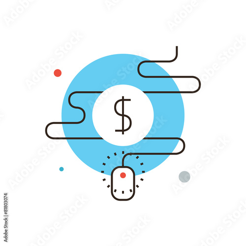 Pay per click flat line icon concept