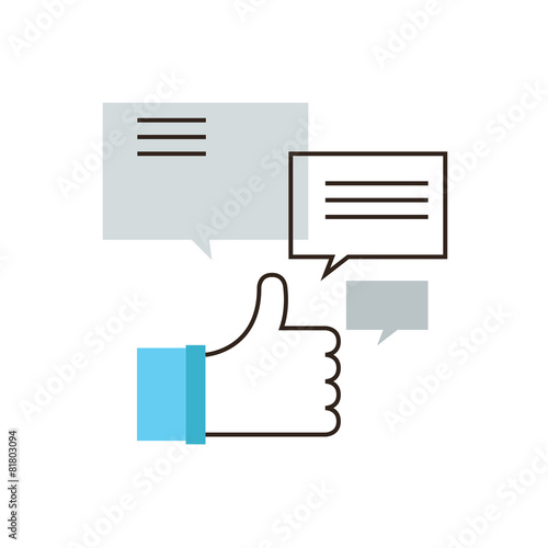 Online chat flat line icon concept