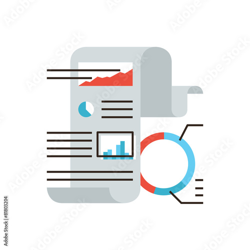 Financial statistics flat line icon concept