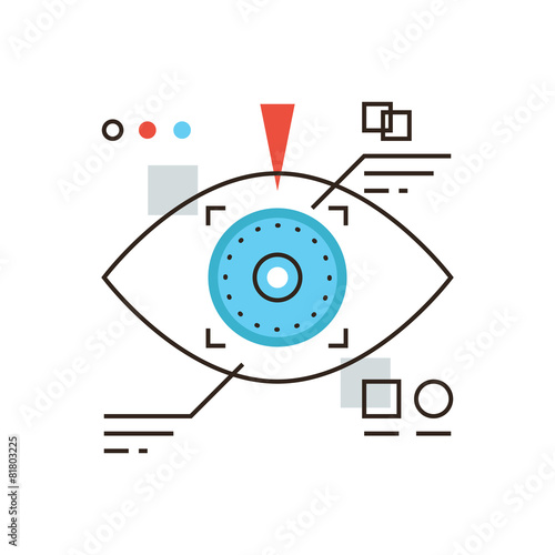Cyber eye flat line icon concept