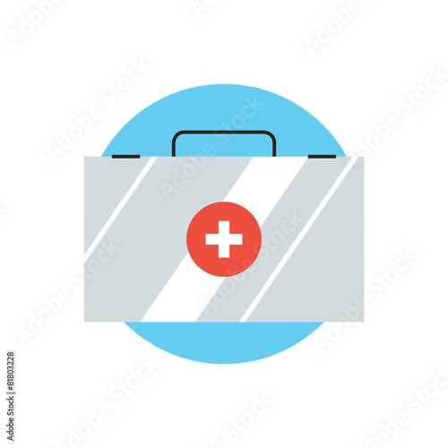 First aid kit flat line icon concept