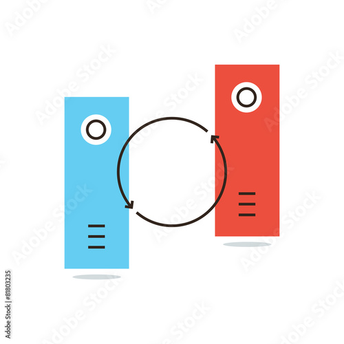 Data synchronization flat line icon concept