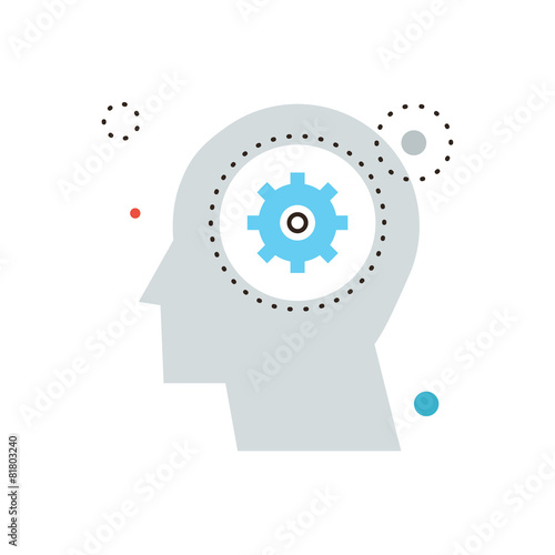 Process of thinking flat line icon concept