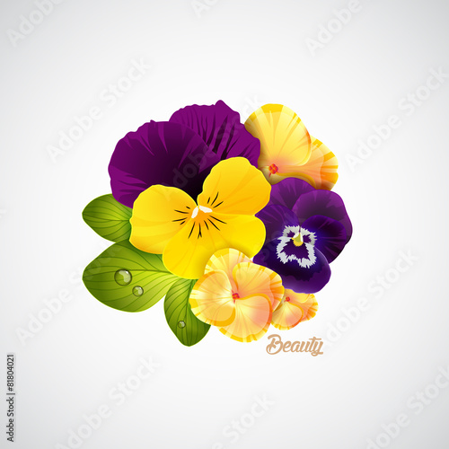 Beauty salon identity naturalistic hydrangea and pansy flower