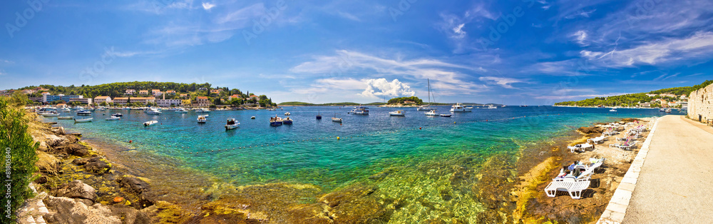 Hvar yachting beach panoramic view