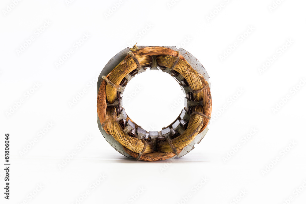 copper wire in machine on white background copper wire in machine on white background