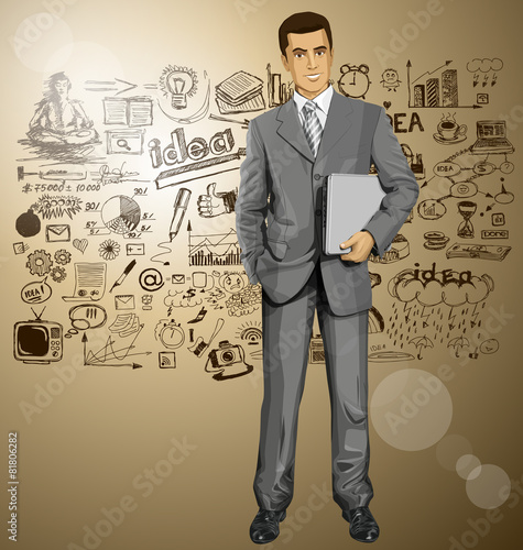 Vector Businessman With Laptop