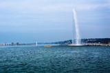Water jet on lemàn lake, Geneva
