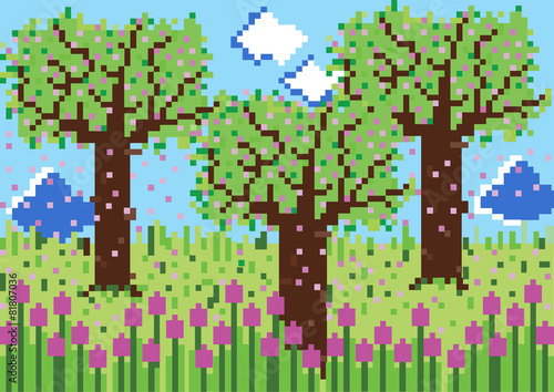 pixelated vector spring background