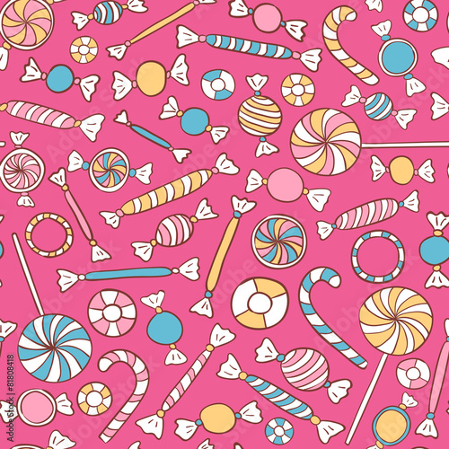 Sweets Colorful Seamless Pattern Hand Drawn