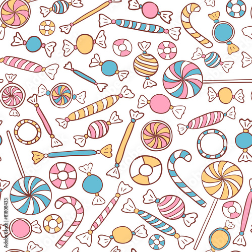 Candies Seamless Pattern Hand Drawn