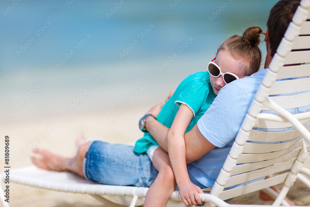 Father and daughter at beach