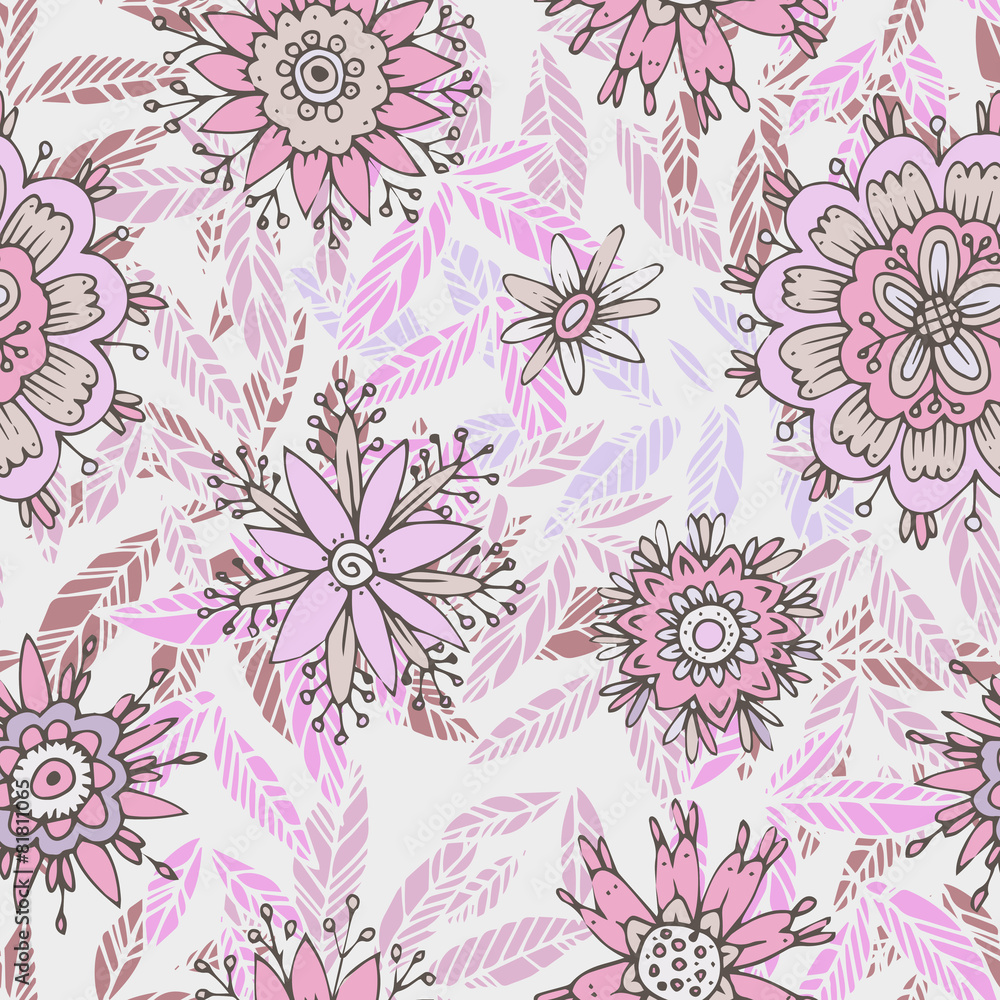 Seamless floral pattern in cartoon stile